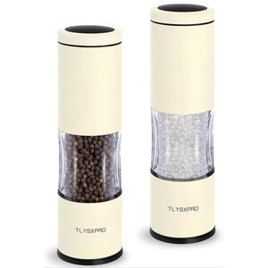 Salt and Pepper grinder set buttercream color new in box never used